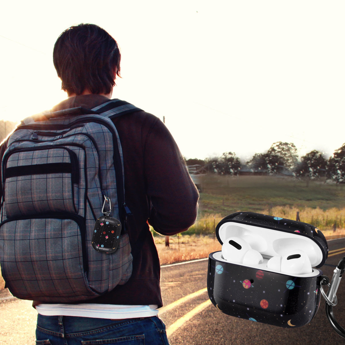 Airpods Pro Case Cover with Sunflower Skin,OLEBAND Cute Hard Protective Shockproof Accessory with Keychain for Men Women and Girls,Compatible for Apple Airpods Pro 3 Charging Case Front LED Visible