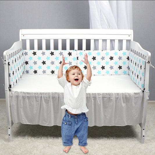 Baby Nursery Nordic Stars Design Baby Bed Thicken Bumper One-piece Crib Around Cushion Cot Protector Pillows Newborns Room Decor