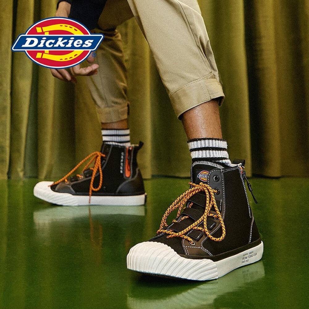 Dickies高帮帆布鞋男女布鞋学生韩版潮鞋子男女鞋情侣鞋 黑色（男女款） 44