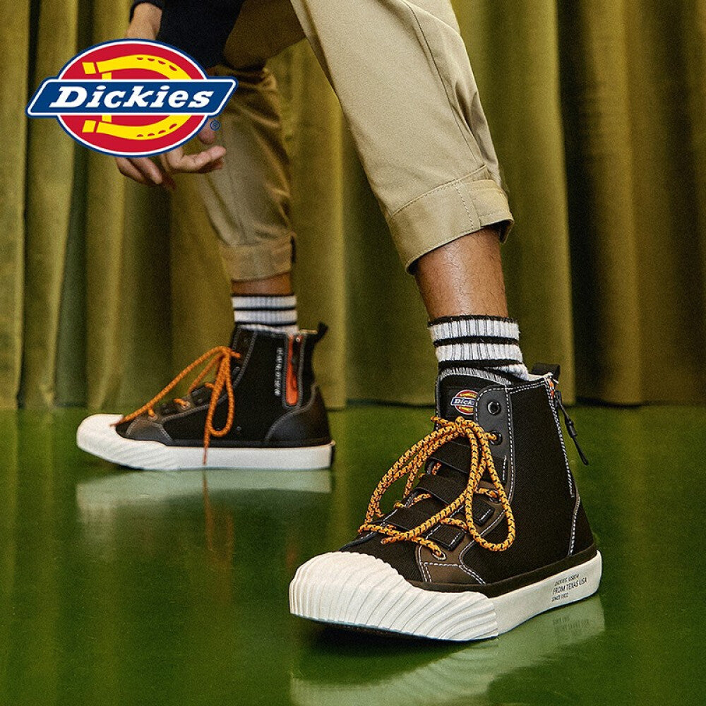 Dickies高帮帆布鞋男女布鞋学生韩版潮鞋子男女鞋情侣鞋 黑色（男女款） 42