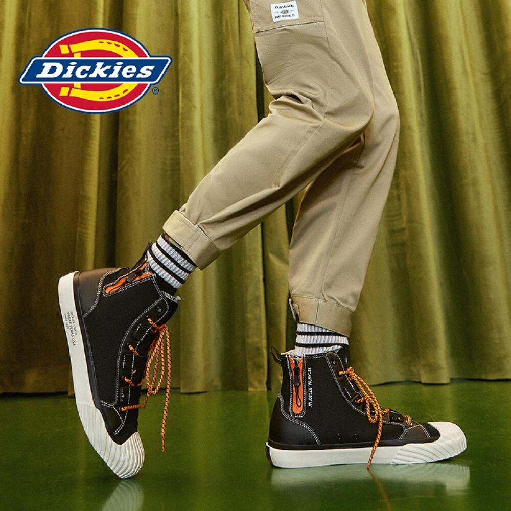 Dickies高帮帆布鞋男女布鞋学生韩版潮鞋子男女鞋情侣鞋 黑色（男女款） 44
