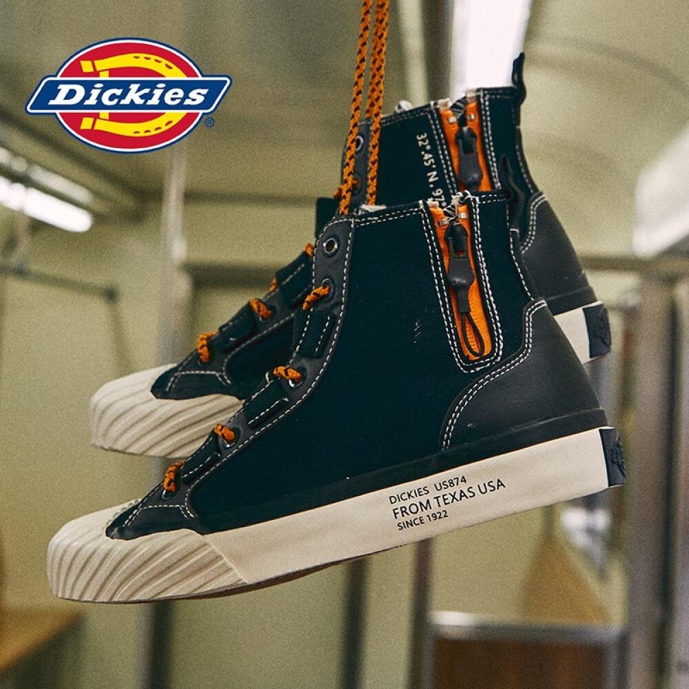 Dickies高帮帆布鞋男女布鞋学生韩版潮鞋子男女鞋情侣鞋 黑色（男女款） 44