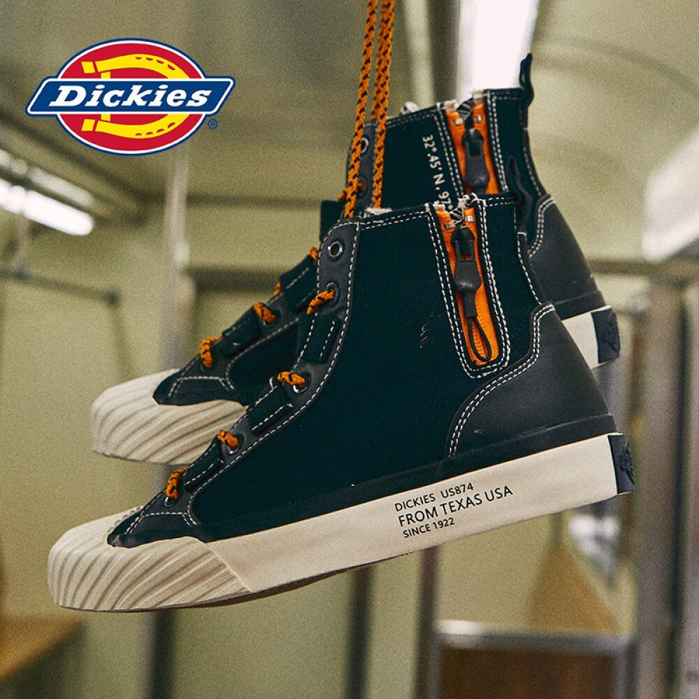Dickies高帮帆布鞋男女布鞋学生韩版潮鞋子男女鞋情侣鞋 黑色（男女款） 44