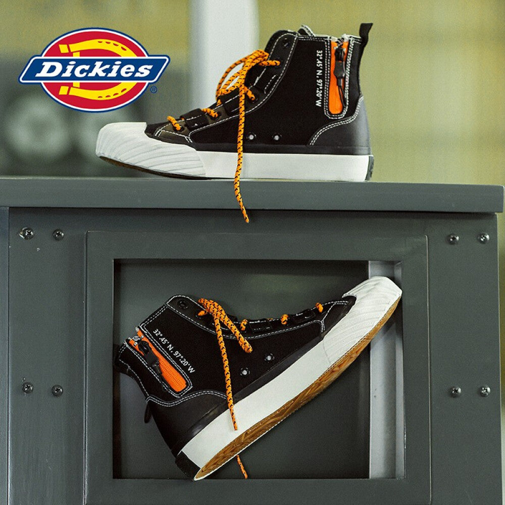 Dickies高帮帆布鞋男女布鞋学生韩版潮鞋子男女鞋情侣鞋 黑色（男女款） 44