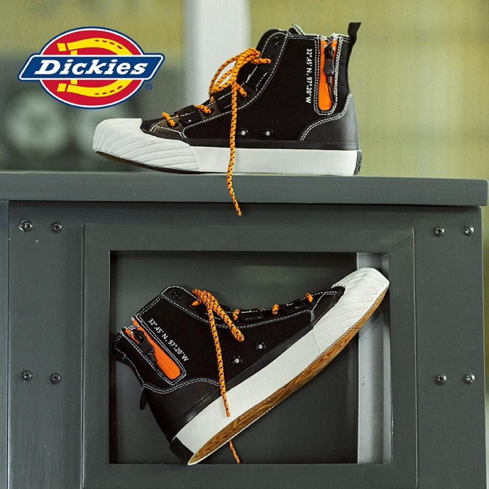 Dickies高帮帆布鞋男女布鞋学生韩版潮鞋子男女鞋情侣鞋 黑色（男女款） 44