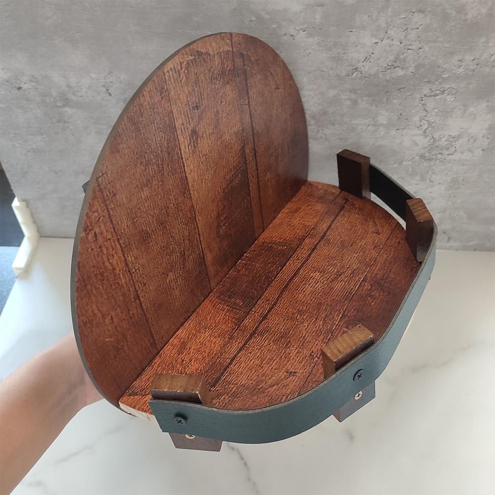 Bourbon Whiskey Barrel Shelf - Durable Wine Rack Wall Wine Holder With PU Leather Guardrail 7 Bottle Holder For Home Kitchen