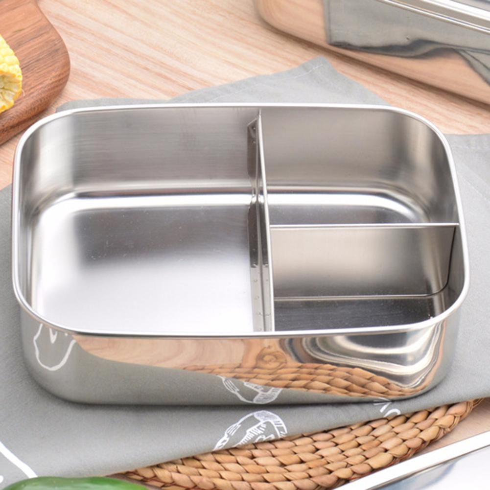 Stainless Steel Lunch Box Free Bread Box Flexible Separation Metal Lunch Case Sustainable Suitable For Hiking School Children