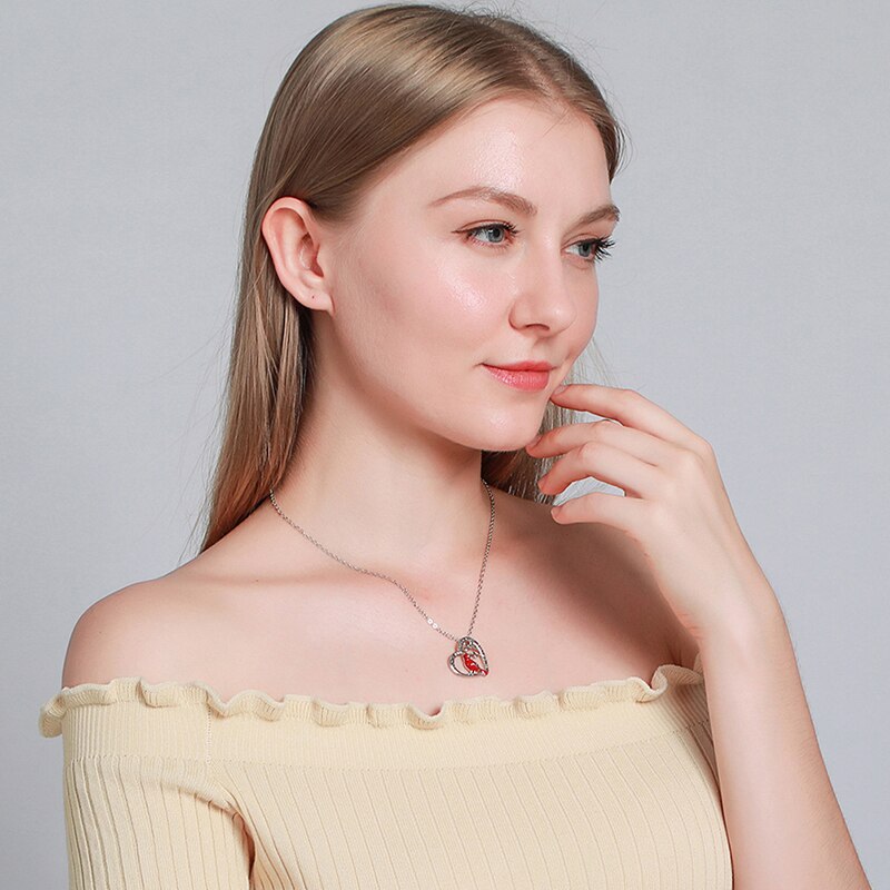 Fashion Cardinal Parrot Necklace Red Bird Cardinals Pendant Memory Of Someone Gift Cardinal Heart Pendant Necklace