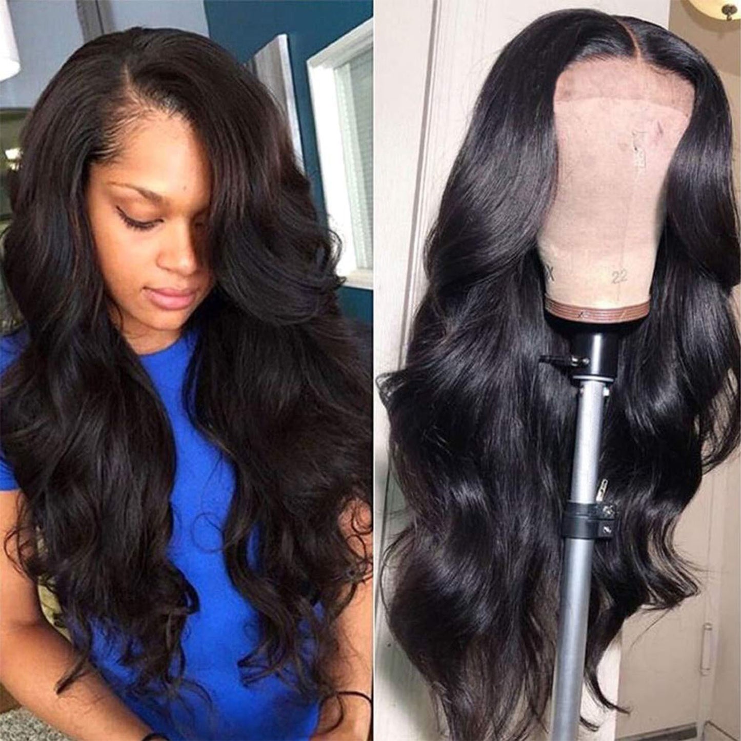 Brazilian Body Wave Lace Front Wig 150% Denisty Brazilian Lace Front Human Hair Wig Pre Plucked Hairline with Baby Hair Natural Color