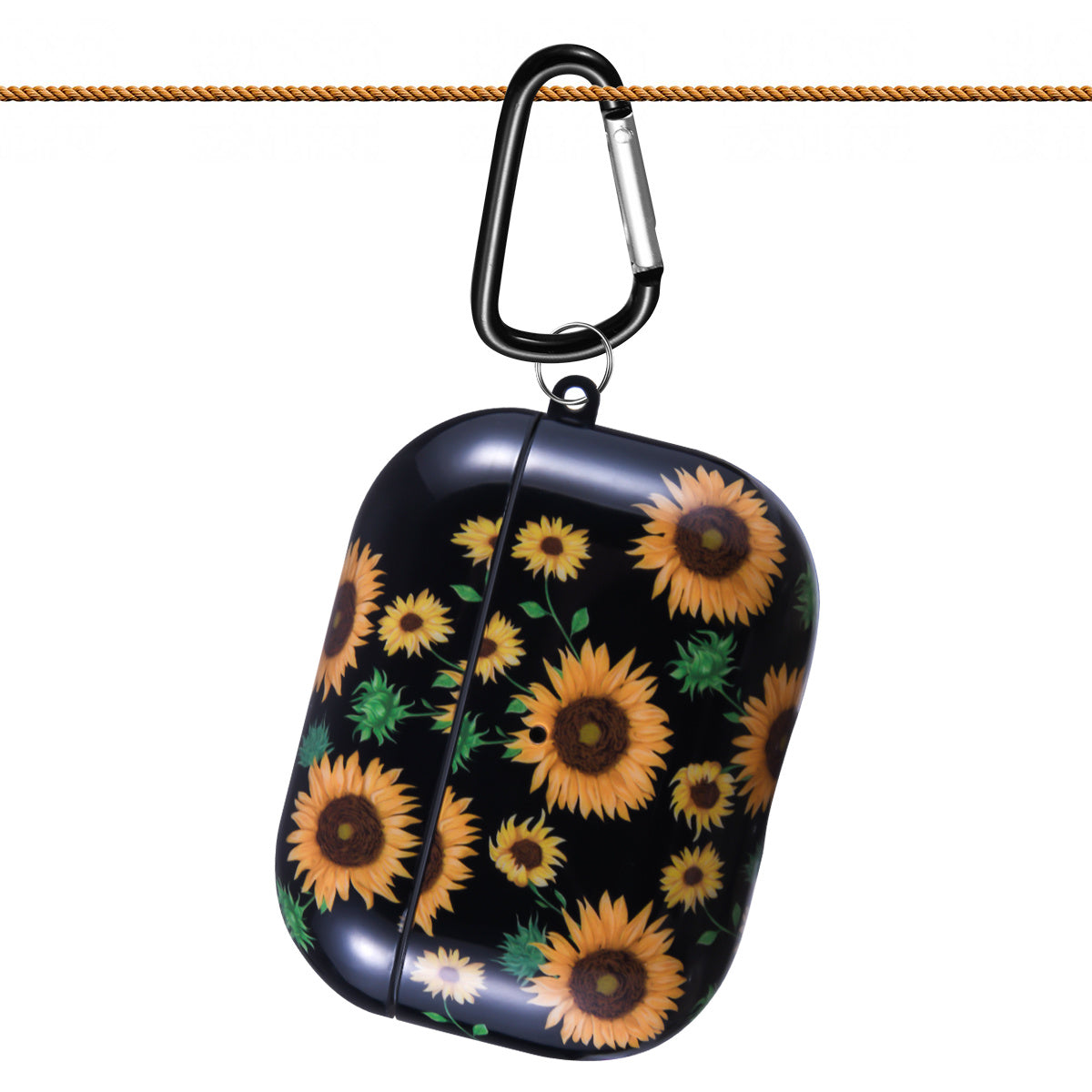 Airpods Pro Case Cover with Sunflower Skin,OLEBAND Cute Hard Protective Shockproof Accessory with Keychain for Men Women and Girls,Compatible for Apple Airpods Pro 3 Charging Case Front LED Visible