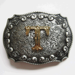 Western Zinc alloy Leather Belt Buckle Cowboy Letter T shape Pattern