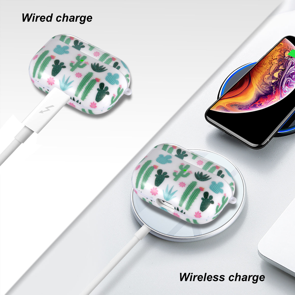 Airpods Pro Case Cover with Sunflower Skin,OLEBAND Cute Hard Protective Shockproof Accessory with Keychain for Men Women and Girls,Compatible for Apple Airpods Pro 3 Charging Case Front LED Visible