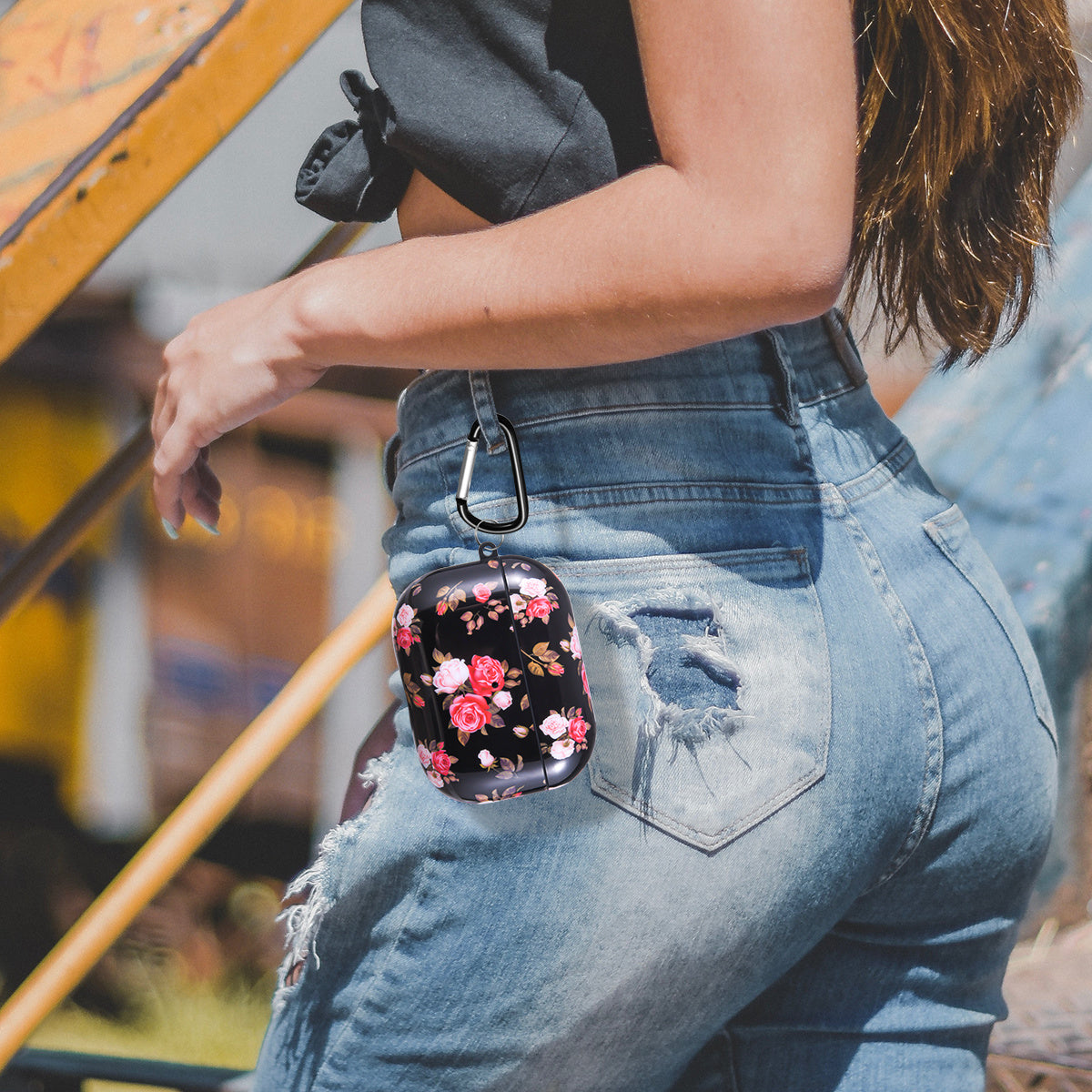 Airpods Pro Case Cover with Sunflower Skin,OLEBAND Cute Hard Protective Shockproof Accessory with Keychain for Men Women and Girls,Compatible for Apple Airpods Pro 3 Charging Case Front LED Visible