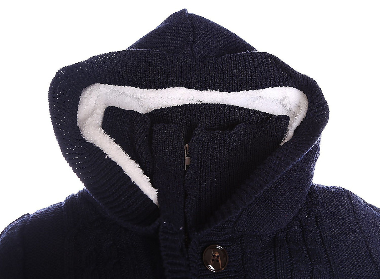 Women Hooded Knit Cardigans Button Cable Sweater Coat