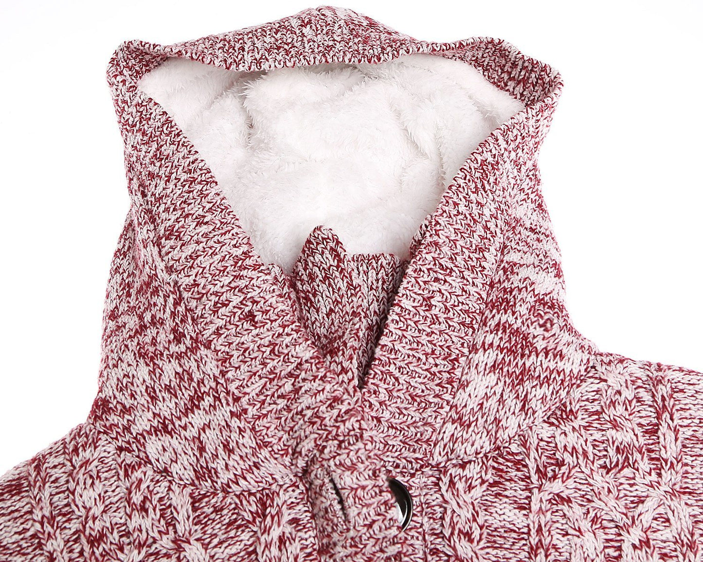 Women Hooded Knit Cardigans Button Cable Sweater Coat