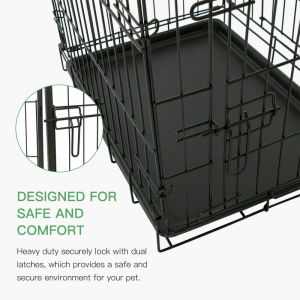 48" Pet Kennel Cat Dog Folding Crate Animal Playpen Wire Cage With Plastic Pan 2 Door