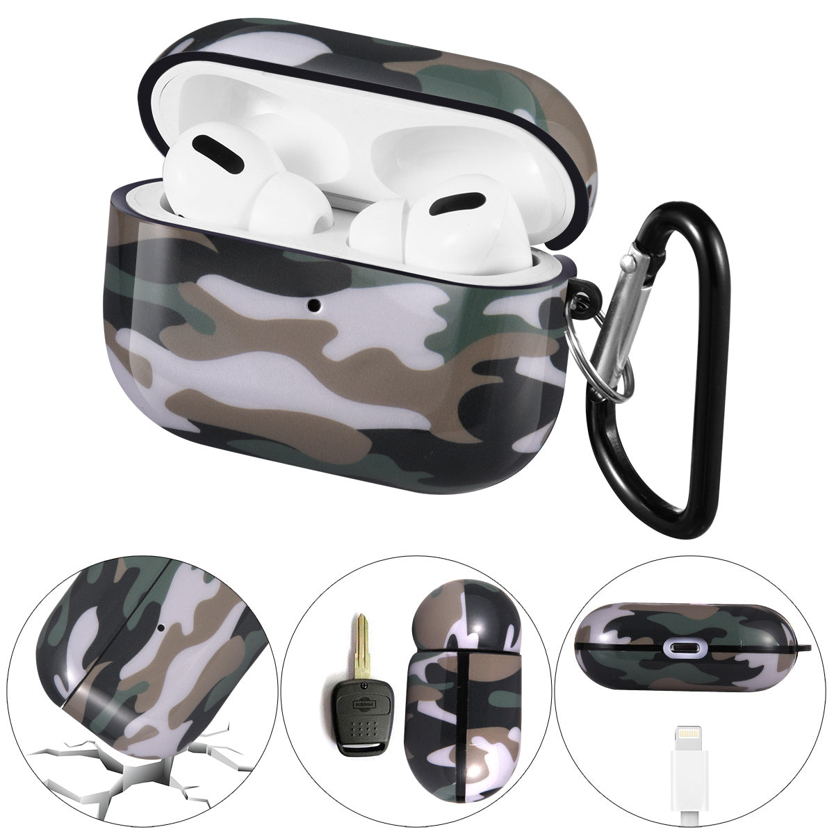 Airpods Pro Case Cover with Sunflower Skin,OLEBAND Cute Hard Protective Shockproof Accessory with Keychain for Men Women and Girls,Compatible for Apple Airpods Pro 3 Charging Case Front LED Visible