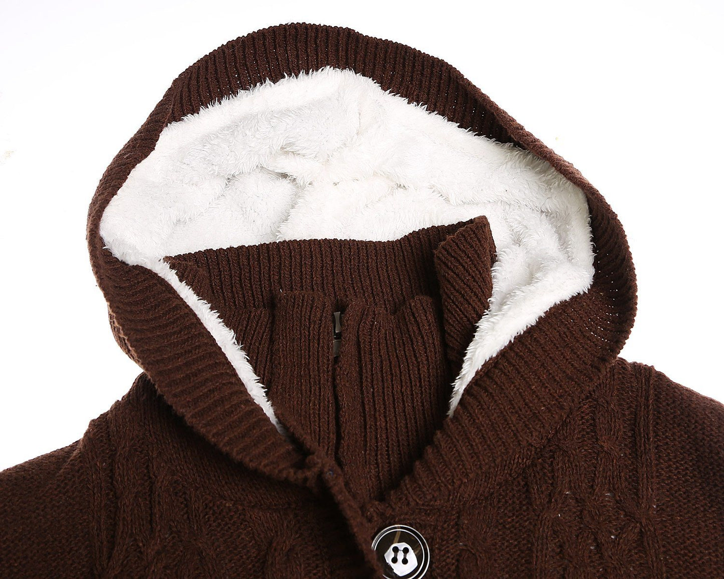 Women Hooded Knit Cardigans Button Cable Sweater Coat