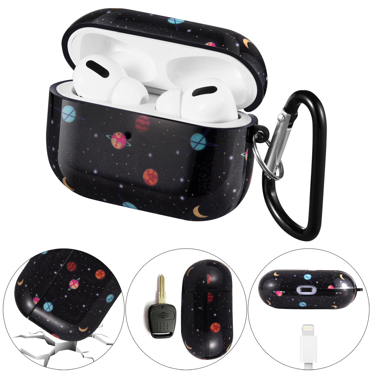 Airpods Pro Case Cover with Sunflower Skin,OLEBAND Cute Hard Protective Shockproof Accessory with Keychain for Men Women and Girls,Compatible for Apple Airpods Pro 3 Charging Case Front LED Visible