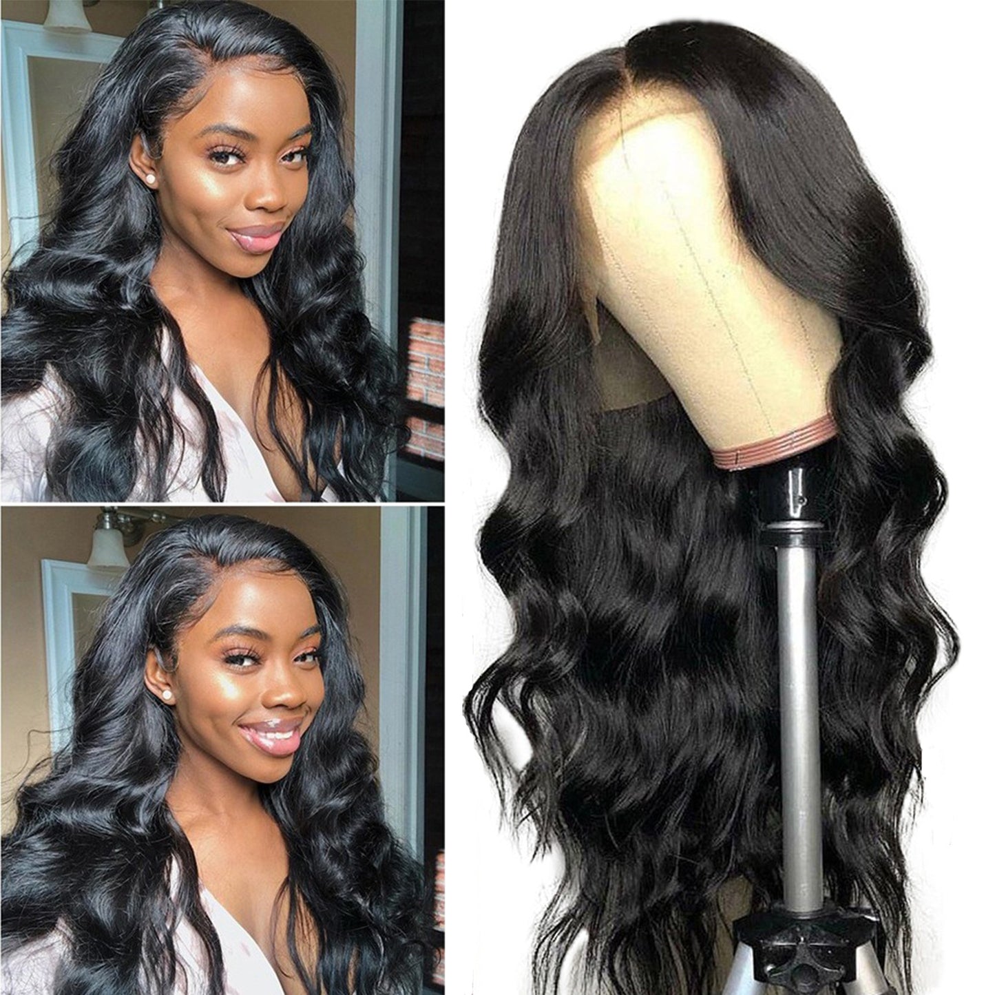 Brazilian Body Wave Lace Front Wig 150% Denisty Brazilian Lace Front Human Hair Wig Pre Plucked Hairline with Baby Hair Natural Color