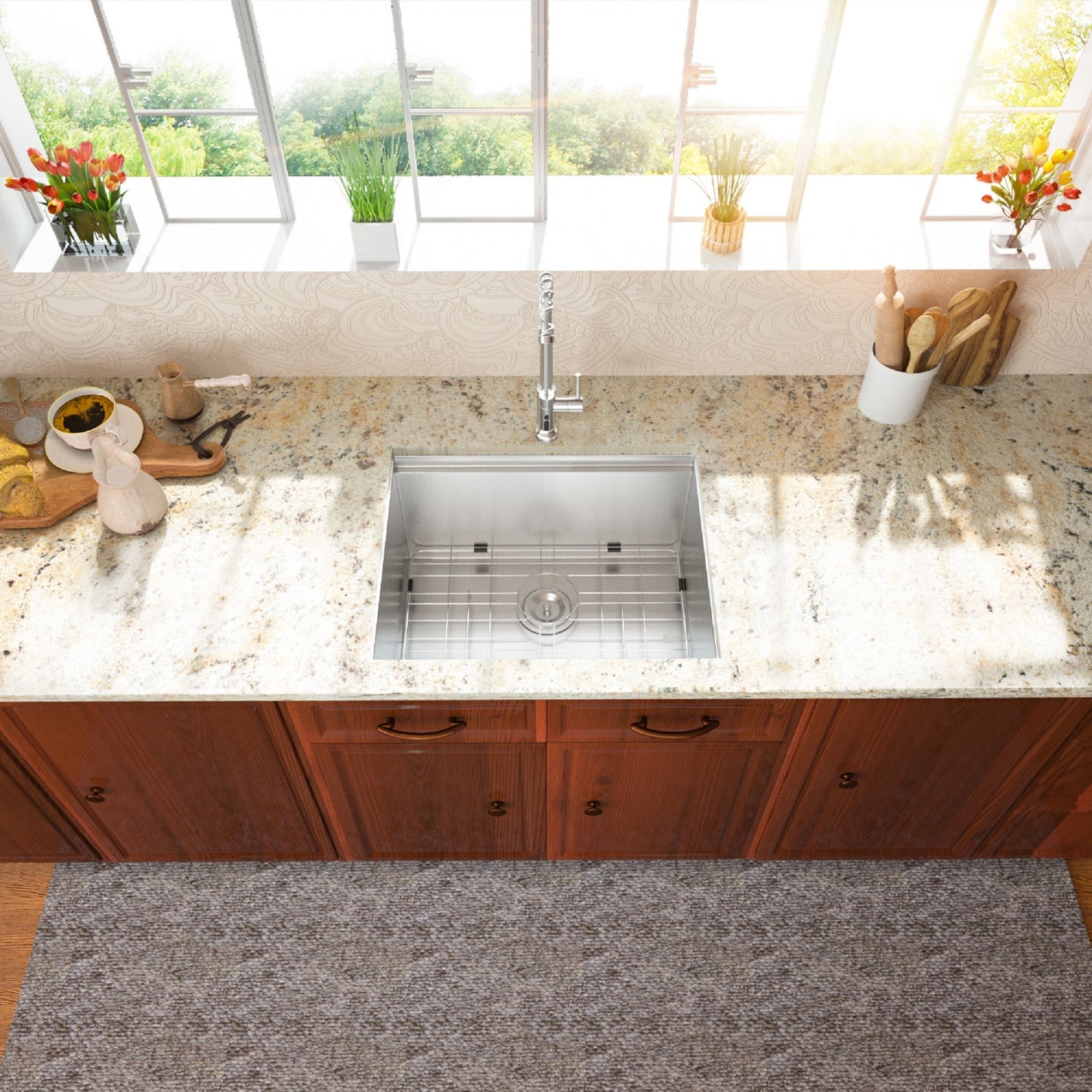 Lordear Undermount  Stainless Steel Kitchen Sink Ledge Workstation Deep Single Bowl 16 Gauge Kitchen Sink Basin