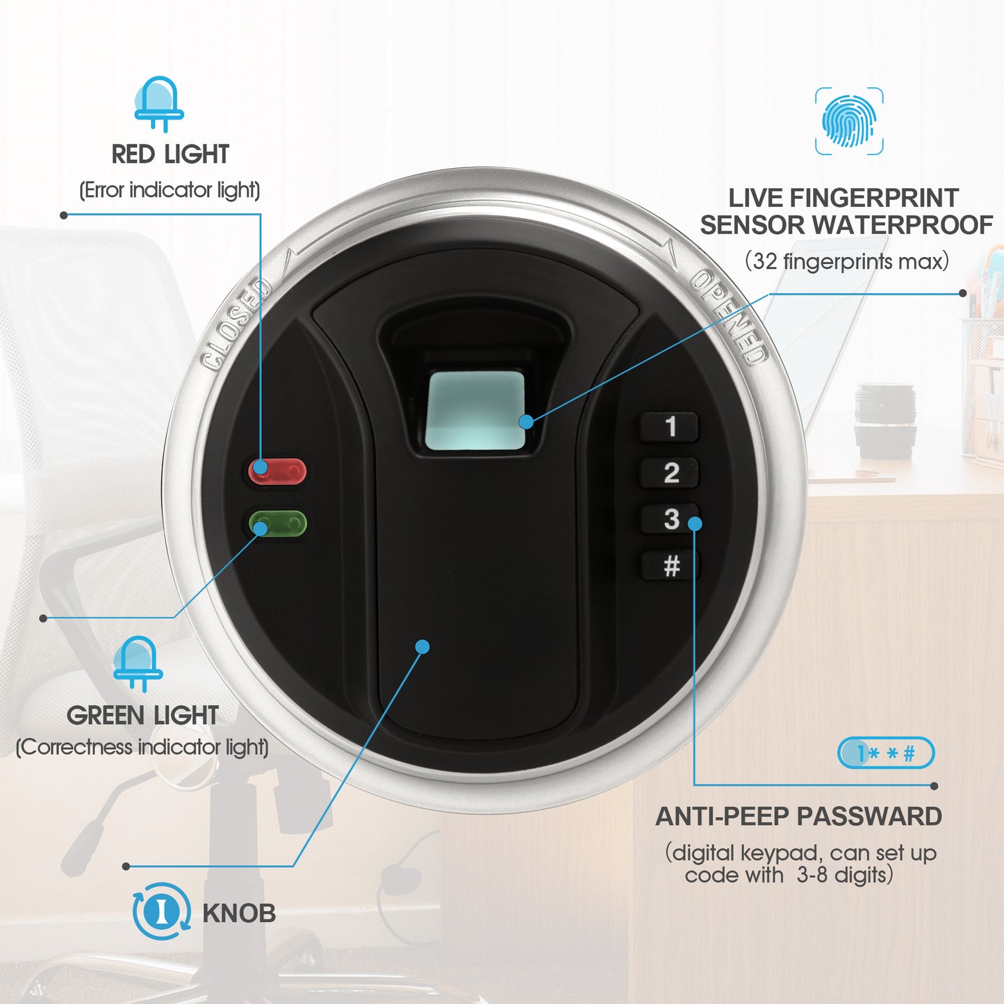 TIGERKING Biometric Safe Fingerprint Safe Agile Fingerprint Recognition System,Convenient and Rapid Opening, Great for Home, Hotel, Office, Say Goodbye to Complicated Numerical Passcodes