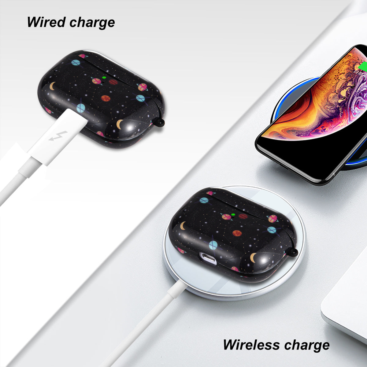 Airpods Pro Case Cover with Sunflower Skin,OLEBAND Cute Hard Protective Shockproof Accessory with Keychain for Men Women and Girls,Compatible for Apple Airpods Pro 3 Charging Case Front LED Visible