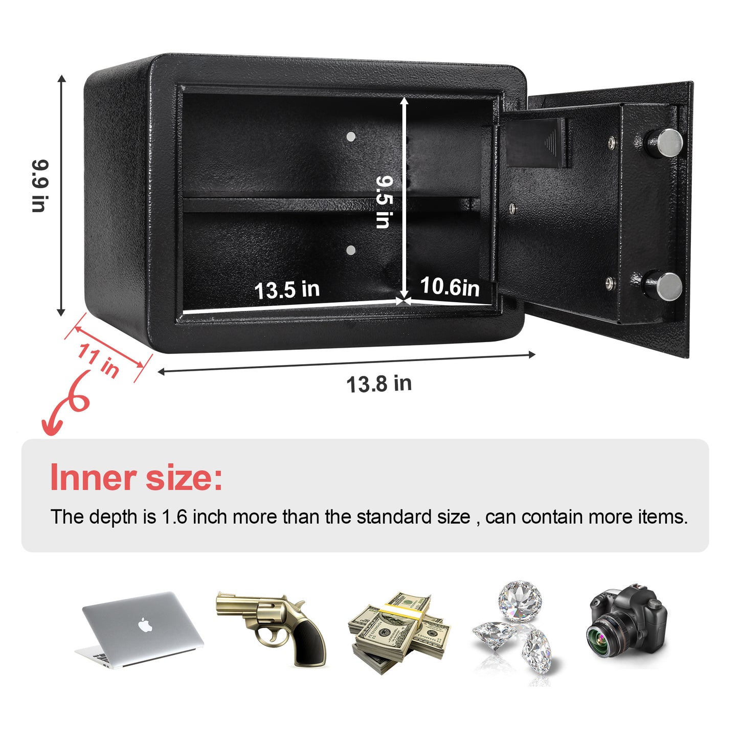 TIGERKING Biometric Safe Fingerprint Safe Agile Fingerprint Recognition System,Convenient and Rapid Opening, Great for Home, Hotel, Office, Say Goodbye to Complicated Numerical Passcodes