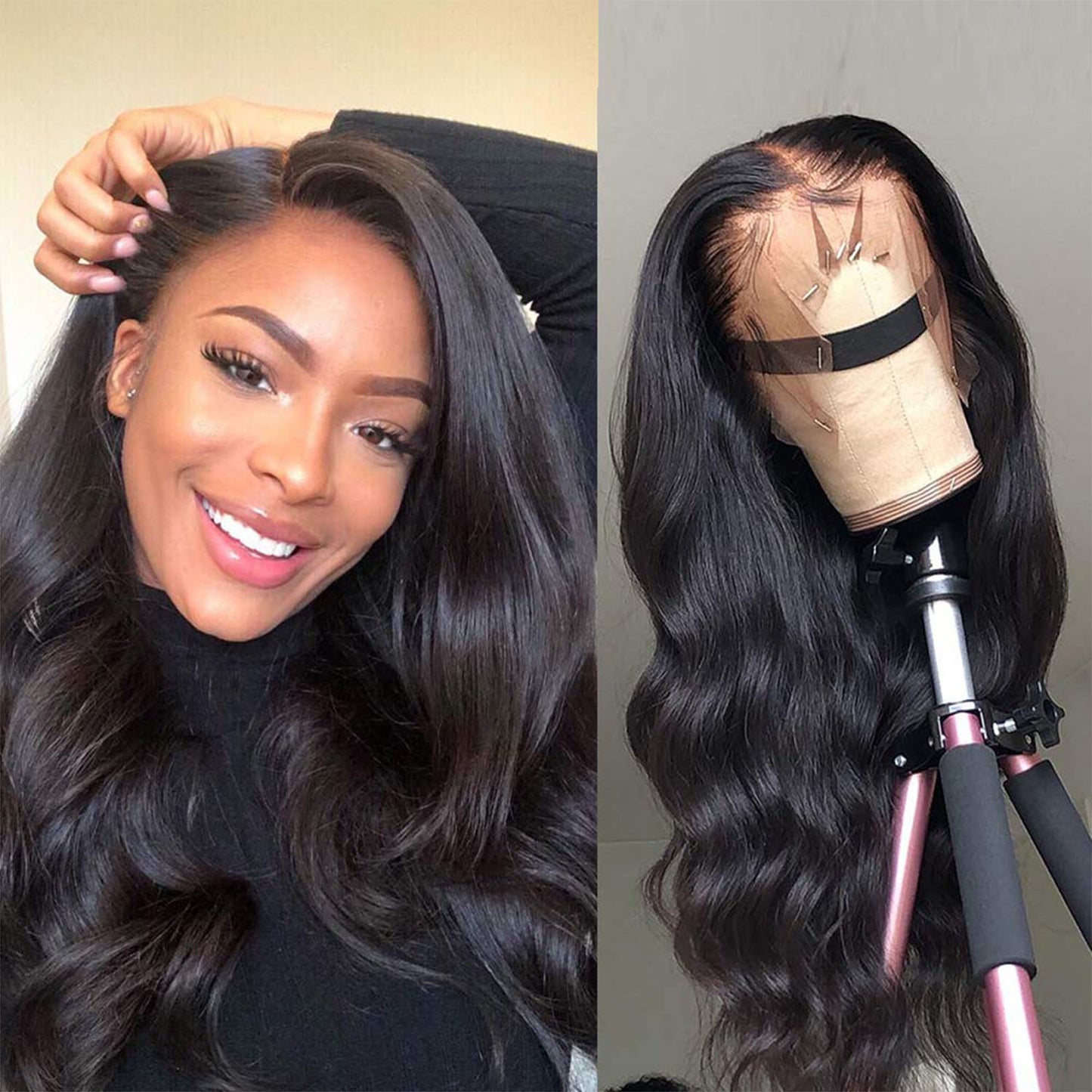 Brazilian Body Wave Lace Front Wig 150% Denisty Brazilian Lace Front Human Hair Wig Pre Plucked Hairline with Baby Hair Natural Color