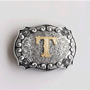 Western Zinc alloy Leather Belt Buckle Cowboy Letter T shape Pattern