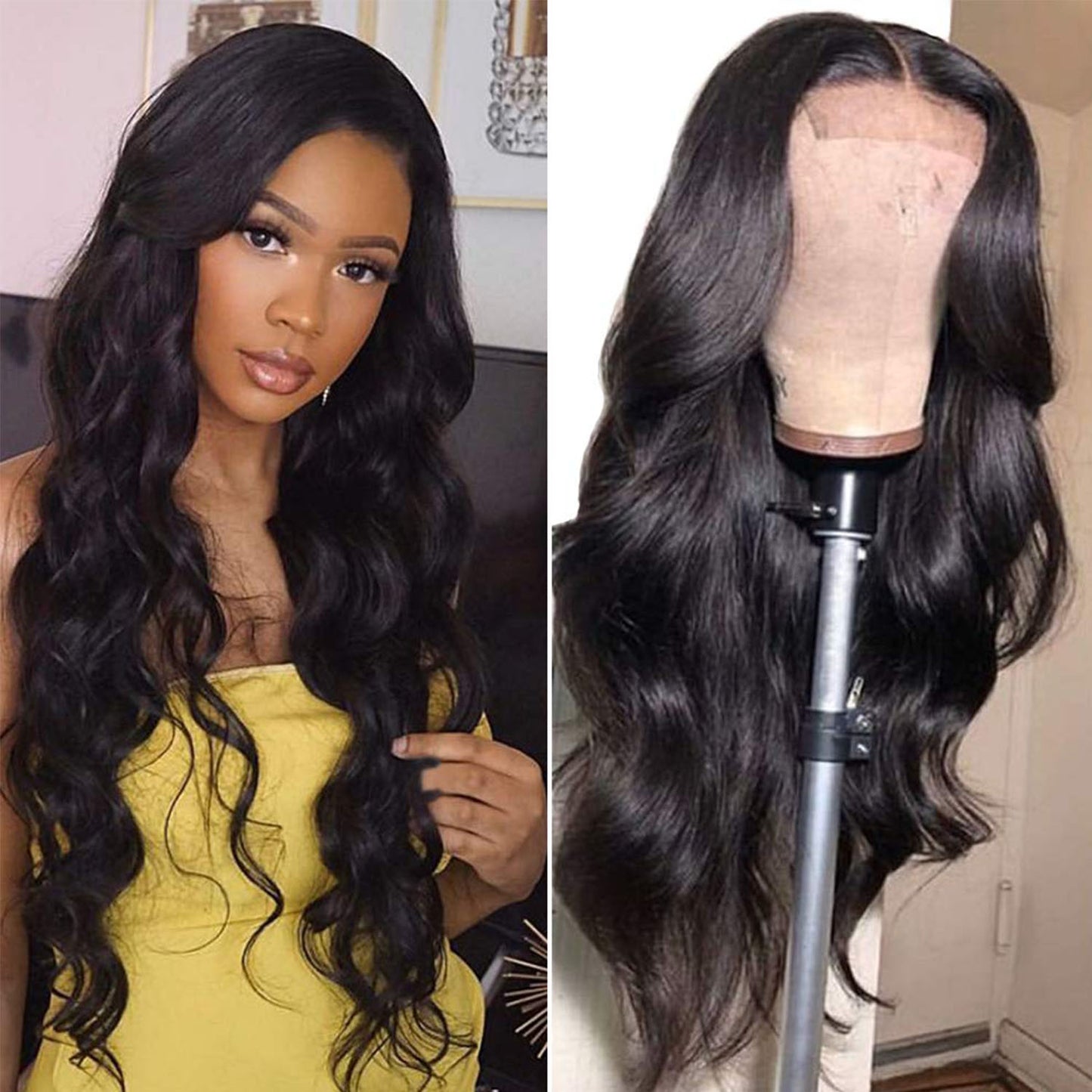 Brazilian Body Wave Lace Front Wig 150% Denisty Brazilian Lace Front Human Hair Wig Pre Plucked Hairline with Baby Hair Natural Color