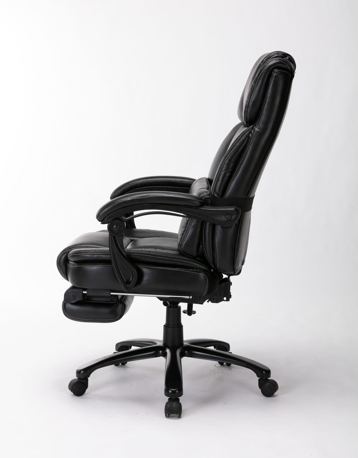 Big and Tall Reclining Office Chair - High Back Executive Computer Desk Chair with Adjustable Built-in Lumbar Support, Angle Recline Locking System and Footrest, Thick Padding for Comfort