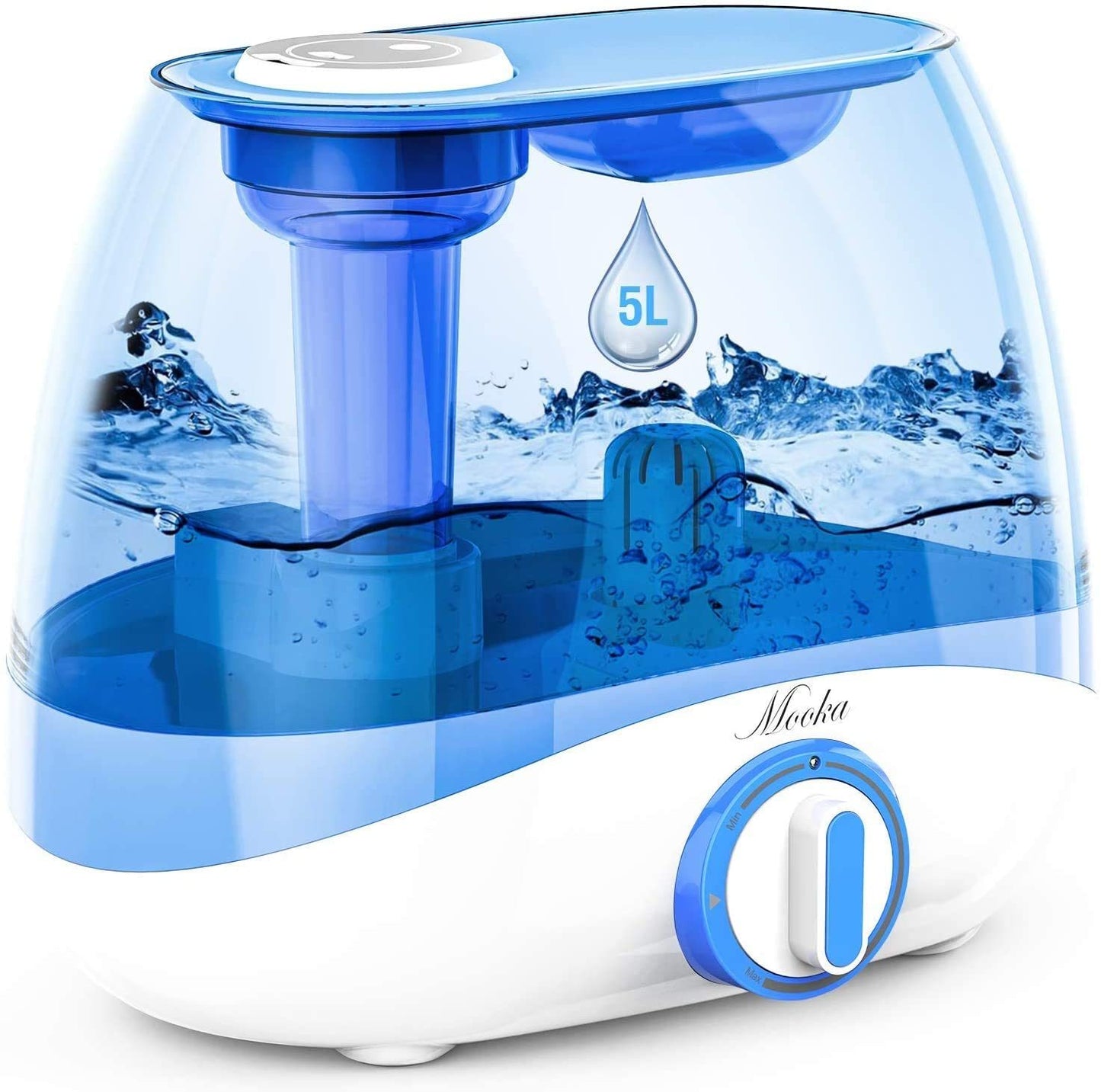 MOOKA 5L (1.32Gal) Ultrasonic Cool Mist Humidifier (Lasts up to 50 Hours)
