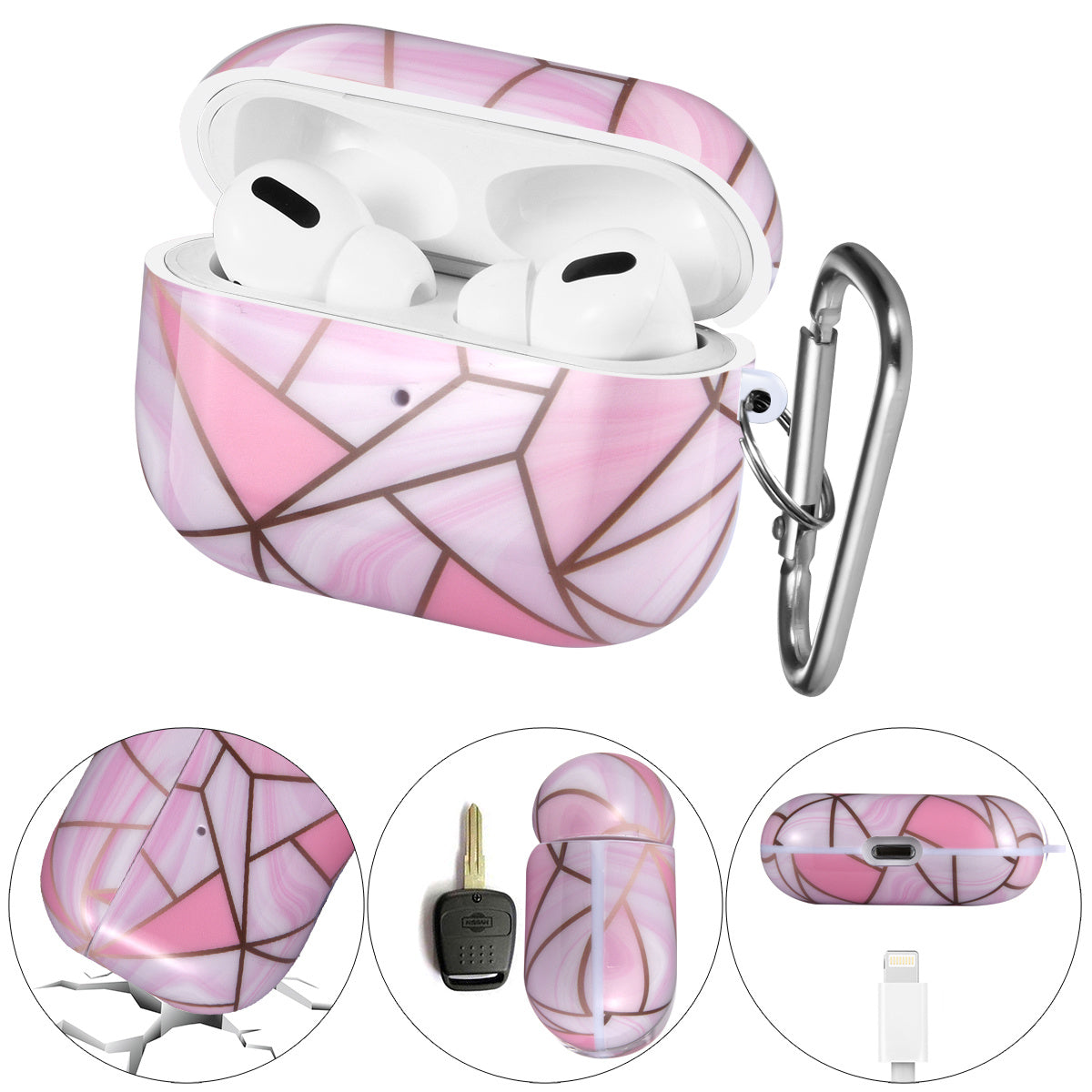 Airpods Pro Case Cover with Sunflower Skin,OLEBAND Cute Hard Protective Shockproof Accessory with Keychain for Men Women and Girls,Compatible for Apple Airpods Pro 3 Charging Case Front LED Visible