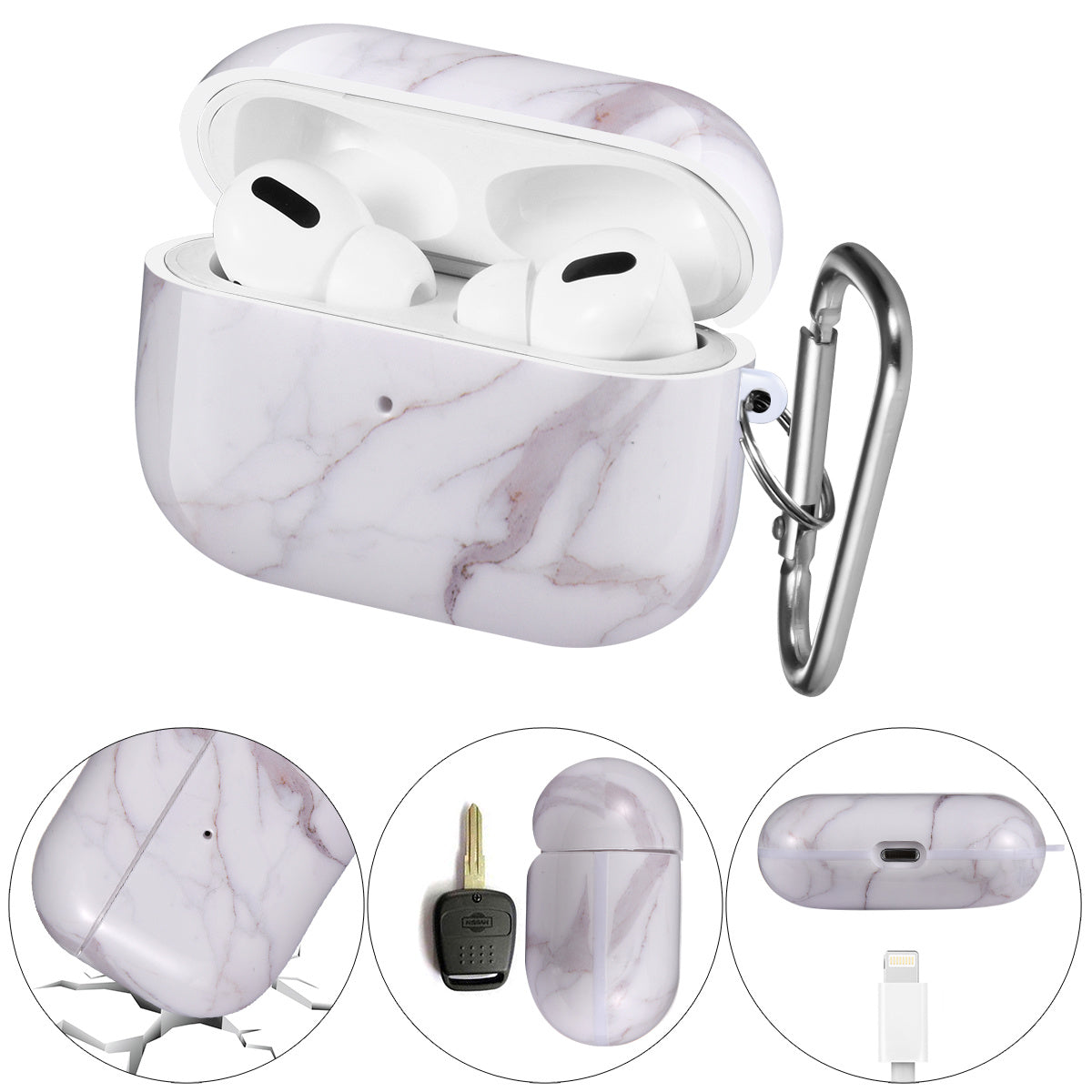 Airpods Pro Case Cover with Sunflower Skin,OLEBAND Cute Hard Protective Shockproof Accessory with Keychain for Men Women and Girls,Compatible for Apple Airpods Pro 3 Charging Case Front LED Visible