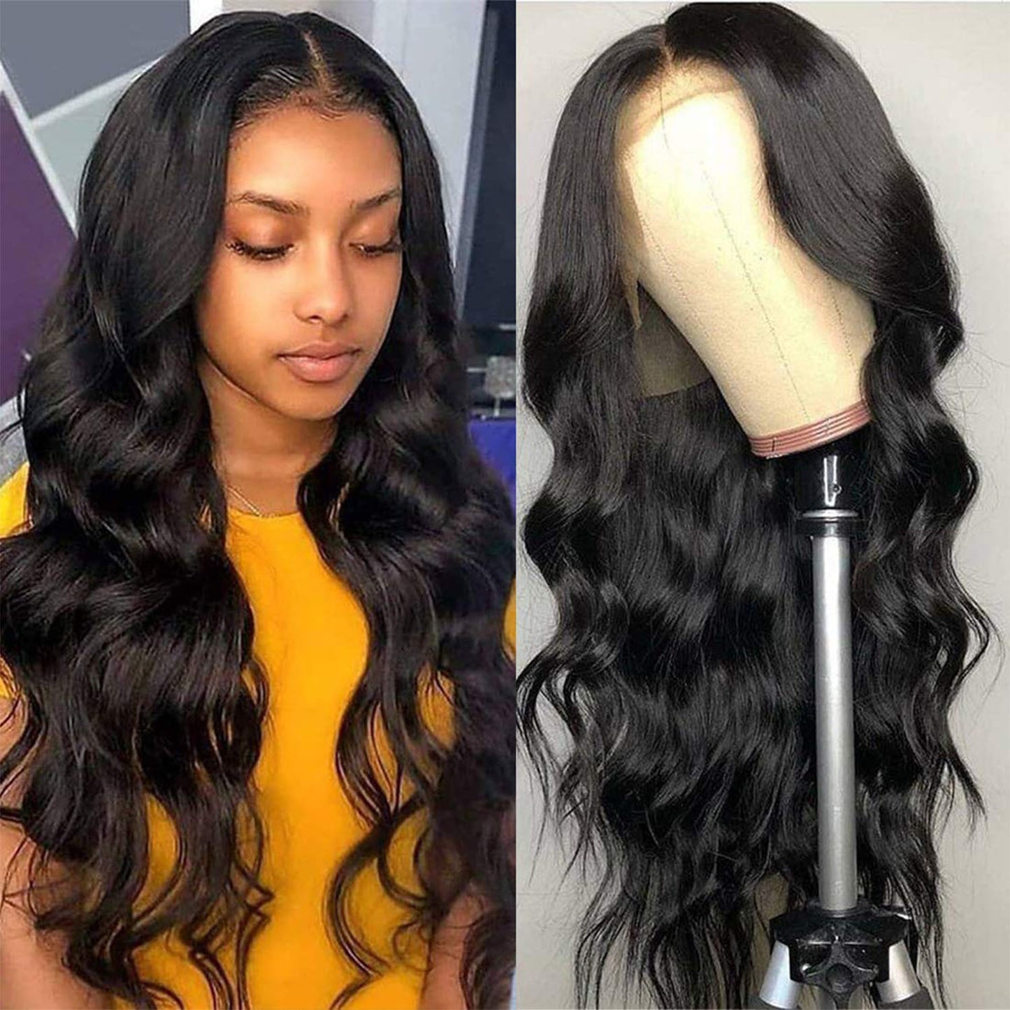 Brazilian Body Wave Lace Front Wig 150% Denisty Brazilian Lace Front Human Hair Wig Pre Plucked Hairline with Baby Hair Natural Color
