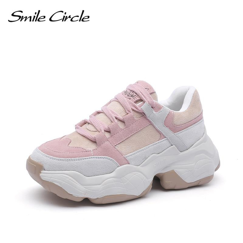 Smile Circle Women Sneakers Breathable Shoes 2019 spring new Flat Platform shoes girl Thick bottom Outdoor Ladies shoes