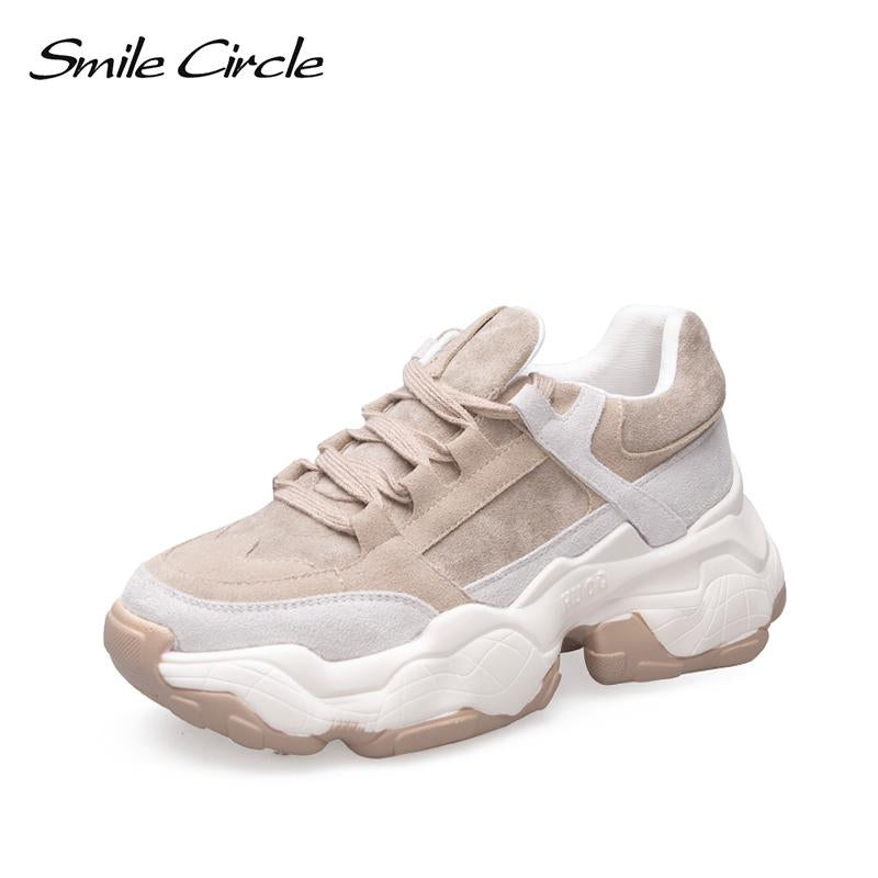 Smile Circle Women Sneakers Breathable Shoes 2019 spring new Flat Platform shoes girl Thick bottom Outdoor Ladies shoes